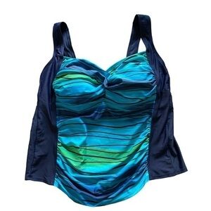 Plus Size Delta Burke Blue Tankini Swimsuit Top Only Size 20W NWT #1017